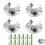 SJJJS 4 Stück Rohrhalterung, Kleiderstange aus Edelstahl, verstellbar, Halterung für Flansch, U-Halterung, Kleiderstange für Schrankhalterung 22 – 26 mm