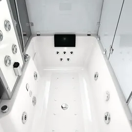 SeniorBad Kombination Badewanne Dusche K80-SW-TH-B-EC-EA Duschtempel 180x100 cm 2K Scheibenversiegelung - Schwarz