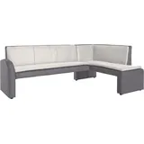 exxpo - sofa fashion Cortado, elegant und modern mit hohem Sitzkomfort", grau (schlamm, hellgrau), B:157cm H:89cm T:244cm, Sitzbänke, Essbank, hohe Bodenfreiheit, schöne Detailverarbeitung, wahlweise Lederbezug