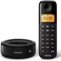 Philips DECT Telefon D1651B/01 - Schnurloses Telefon mit Anrufbeantworter - Festnetztelefon mit Rufnummernanzeige - Telefonbuch für bis zu 50 Namen - Automatische Lautstärkeregelung - Schwarz