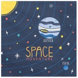 Partydeco Papierserviette "Space", 33 x 33 cm, 20 Stück 33x33cm 1/4-Falz 3-lagig Papierservietten Kindergeburtstag blau/PartyDeco Blaue Kosmos-Servietten mit Druckmotiv
