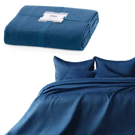 AmeliaHome Bettüberwurf 200 x 220 cm Blau