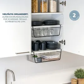 ELUNO Einhängekorb Schrankkörbe 2er Set inklusive Einlegeböden und Kratzschutz  onesize  schwarz