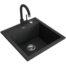 Bergström Spülbecken Schwarz, 49 x 50 cm mit Armatur Schwarz