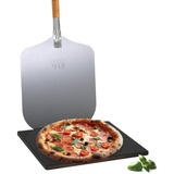 Dolce Mare Pizzastein Set Cordierit schwarz Alu Pizzaschieber Brotbackstein, Cordierit