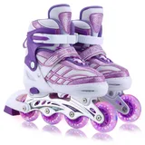 Kinder Inline Skates für Mädchen, verstellbare 4-Größen Inline Rollschuhe mit Allen leuchtenden Rädern für Kinder Mädchen (Violett, S (EU28-32))