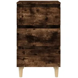 vidaXL Nachttische 2 Stk. Massivholz-Beine Räuchereiche 40x35x69 cm