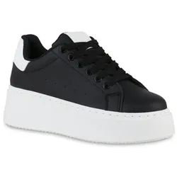 Damen Plateau Sneaker in Schwarz