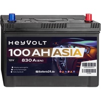 HeyVolt Starterbatterie ASIA Autobatterie A100R 12V 100Ah 830A Pluspol Rechts