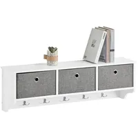 SoBuy Wandgarderobe mit 3 Körben und 5 Haken MDF