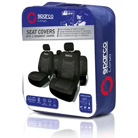 Sparco SPC1016BK Sitzschonbezug vorne und hinten, Polyester, schwarz