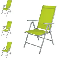 Mojawo 4 Stück Garten Klappstuhl Aluminium - Textilen Silbergrau/Lime