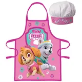 PAW PATROL Kochschürze Girl Pups - Skye & Everest, (2-tlg), Kinder Koch-Set, Backschürze + Chefmütze rosa