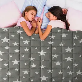 DAILYDREAM Gewichtsdecke aus 100% Baumwolle, 3,2Kg, 104x150cm, Motiv Sterne