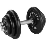 MOVIT MOVIT® Kurzhantel Set, Gusseisen Hantel. 10kg. 15kg. 20kg. Stange 30mm SCHWARZ|silber 20kg
