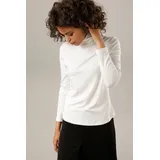 Aniston CASUAL Rollkragenshirt ANISTON CASUAL, Damen, Gr. 34, weiß (wollweiß), Single Jersey, Obermaterial: 95% Viskose, 5% Elasthan, unifarben, sehr figurbetont hüftlang, Shirts, in schwarz-bunt-bedruckt oder 4 trendigen Unis