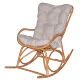 Schaukelstuhl aus Rattan mit Kissenauflage in Honigfarben Relax Schaukelsessel