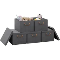 Woltu - 5er Aufbewahrungsbox mit Deckel 36L Faltbare Stoffbox