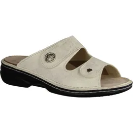 Finn Comfort Zeno Pantolette Damen, Leder,/Stretch, Oro/Steam, bequem - weiß 40