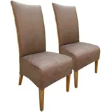 Stühle Esszimmer 2er Set Polsterstuhl Rattanstuhl Sidney Polster Lederoptik musk
