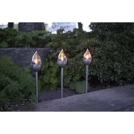 Star Trading LED Solar Fackel Olympus 3er Set silber