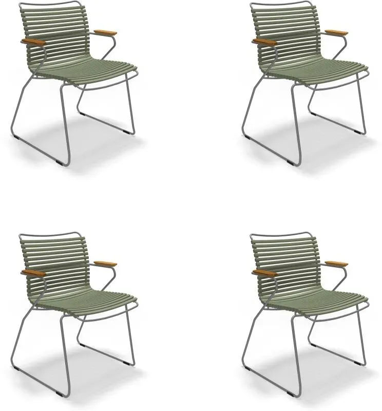 Houe CLICK Dining Chair mit Bambusarmlehnen 4er Set Olivegrün
