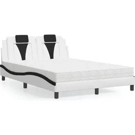 vidaXL Bett mit Matratze Weiß und Schwarz 120x200 cm Kunstleder