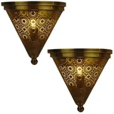Marrakesch Orient & Mediterran Interior 2er Set Orientalische Wandlampe Wandleuchte Wanddeko Firas Gold Antik