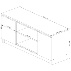 abamihome AKORD TV-Lowboard 120 x 55 x 40 cm Sonoma Eiche/Weiß Holz