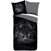 Muller Textil Pure Renforcé Bettwäsche Panter Schwarz 135 x 200 cm + 80 x 80 cm