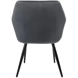 ML-Design 6er Set Esszimmerstühle mit Armlehne Rückenlehne, Anthrazit, Samtbezug, Polsterstuhl mit Metallbeinen, Ergonomischer Stuhl für Esstisch, Esszimmerstuhl Wohnzimmerstuhl