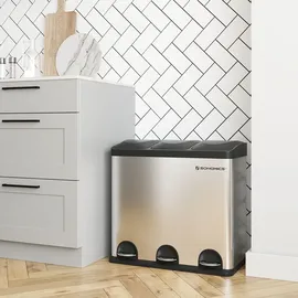 Songmics Mülleimer 54 l Silber/Schwarz