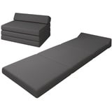 Klappmatratze Premium Klappmatratze mit Kopfteil, sunnypillow, 120x220x10cm Anthrazit, 4-teilige Faltmatratze mit abnehmbarem Bezug grau