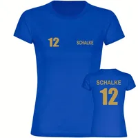 multifanshop multifanshop® Damen T-Shirt - Schalke - Trikot 12 gold - Druck gold metallic