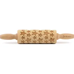 Teigroller FOLKROLL "3D-Motiv-Teigrolle", braun, L:23cm, Buchenholz, Teigroller, Sterne