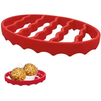 Generisch Silikon-Bräter - Silikon Grillrost Rack | Fettreduzierendes Design | Hitzebeständig & Spülmaschinenfest | Must-Have für Hobbyköche | Rot, Rund