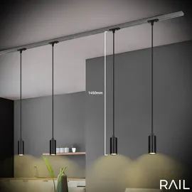 Briloner - Schienensystem Rail LED Pendelleuchte, dimmbar, kombinierbar, Zubehör, Tracklight, LED Pendellampe, Lampen, Deckenlampe, Deckenleuchte, 40x100mm (DxH), Schwarz