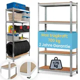 SMART REGALY - Schwerlastregal 160 hoch - Industrial Regal 80 cm breit - Kellerregal 40 cm tief - Outdoor standregal - Verzinkte lastregal - Garagenregal mit MDF Platte - Standing Shelf Rack