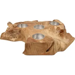 HSM Collection Teelichthalter Natur Teak, 30x30x7 cm