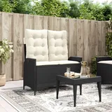 Teenpull – Gartenbank Verstellbar Mit Kissen Schwarz Poly Rattan