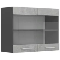 Vicco Küchenglashängeschrank R-Line, Glashängeschrank, Beton, 80 cm