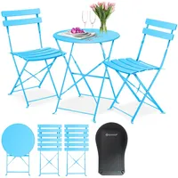 Kesser KESSER® Bistroset 3-teilig Bistrotisch mit 2 klappbaren Stühle Set Balkonset Balkonmöbel Klapp-Möbel Gartenset Sitzgarnitur Gartengarnitur Gartenmöbel Sitzgruppe Metall Bistro Gartentisch inkl. Abdeckung