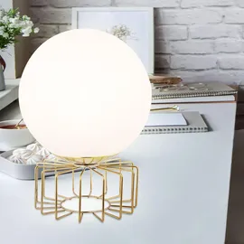 GLOBO Tischlampe Rund Opal Weiß