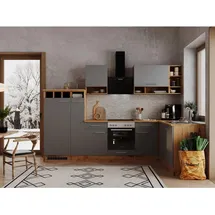 Respekta Winkelküche Hilde L-Form E-Geräte 310 x 172 cm grau/wildeiche nachbildung