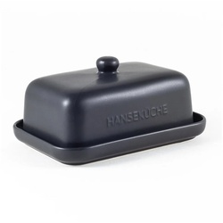 Hanseküche Butterdose Butterdose Keramik (250g), Keramik, (Butterdose aus Holz und Glas, 1-tlg., Butterdose), Optimale Größe, Hält lange frisch schwarz