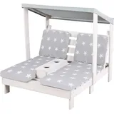 roba Outdoor Kinder-Doppelliege für 2 Kinder mit Textildach - 2 Textilauflagen - Little Stars - Grau