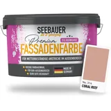 SEEBAUER diy Silikonharz-Fassadenfarbe Rot 2,5L für Außen (No. 314 Coral Reef) Selbstreinigende Fassadenfarbe mit Lotuseffekt - Geeignet für Putz, Mauerwerk und Beton