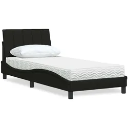 Bett mit Matratze Schwarz 80x200 cm Stoff