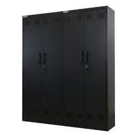 Proregal Flügeltürenschrank Stahl 170x70x30 cm schwarz abschließbar 5 Fächern Kleiderstange