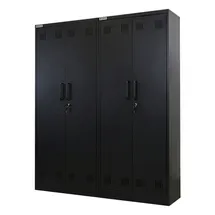 Proregal Flügeltürenschrank Stahl 170x70x30 cm schwarz abschließbar 5 Fächern Kleiderstange
